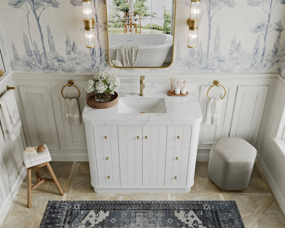 Houston 42 in. W x 22 in. D Free Standing Curved Edge Single Sink Bathroom Vanity - Willow Bath and Vanity