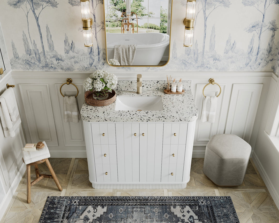 Houston 42 in. W x 22 in. D Free Standing Curved Edge Single Sink Bathroom Vanity - Willow Bath and Vanity