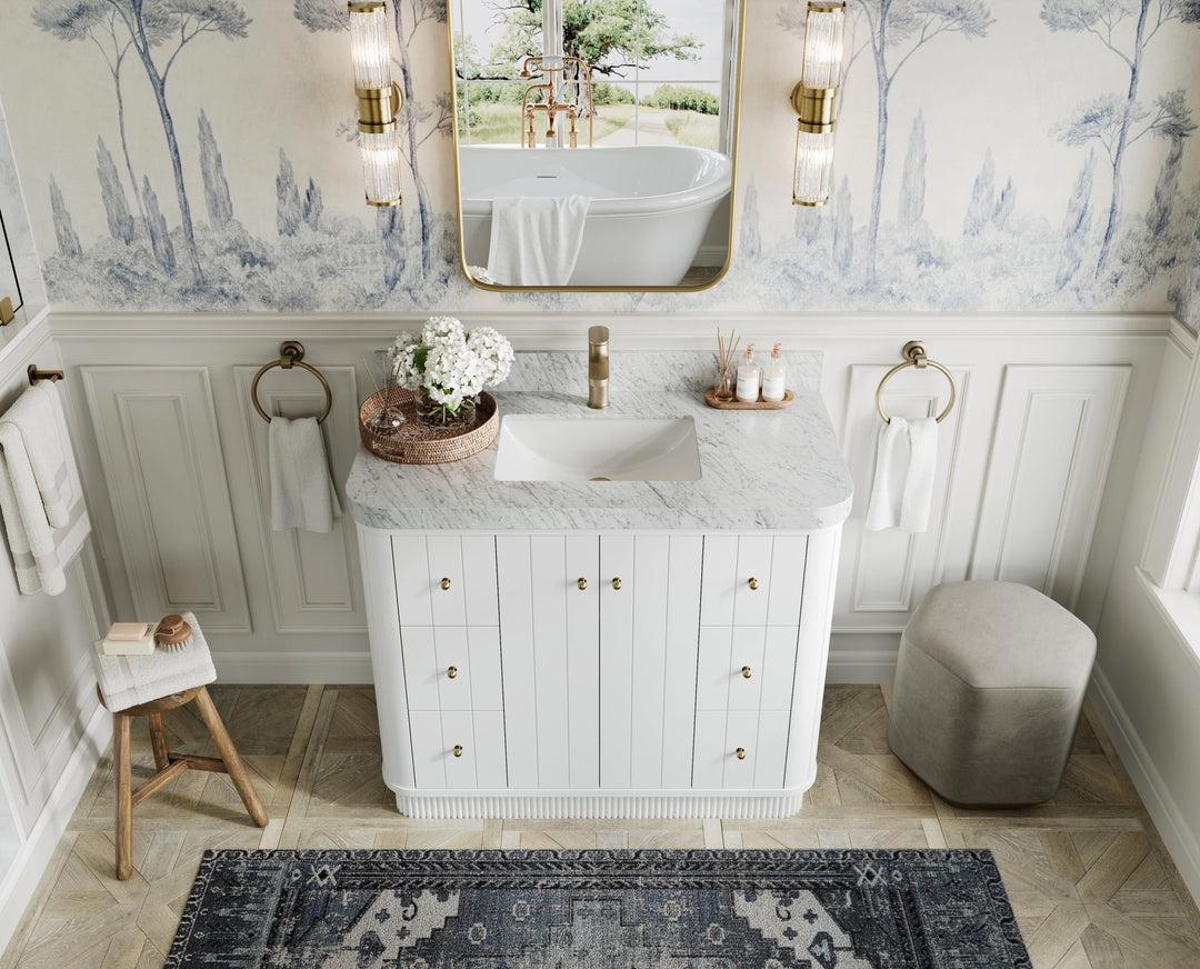 Houston 42 in. W x 22 in. D Free Standing Curved Edge Single Sink Bathroom Vanity - Willow Bath and Vanity