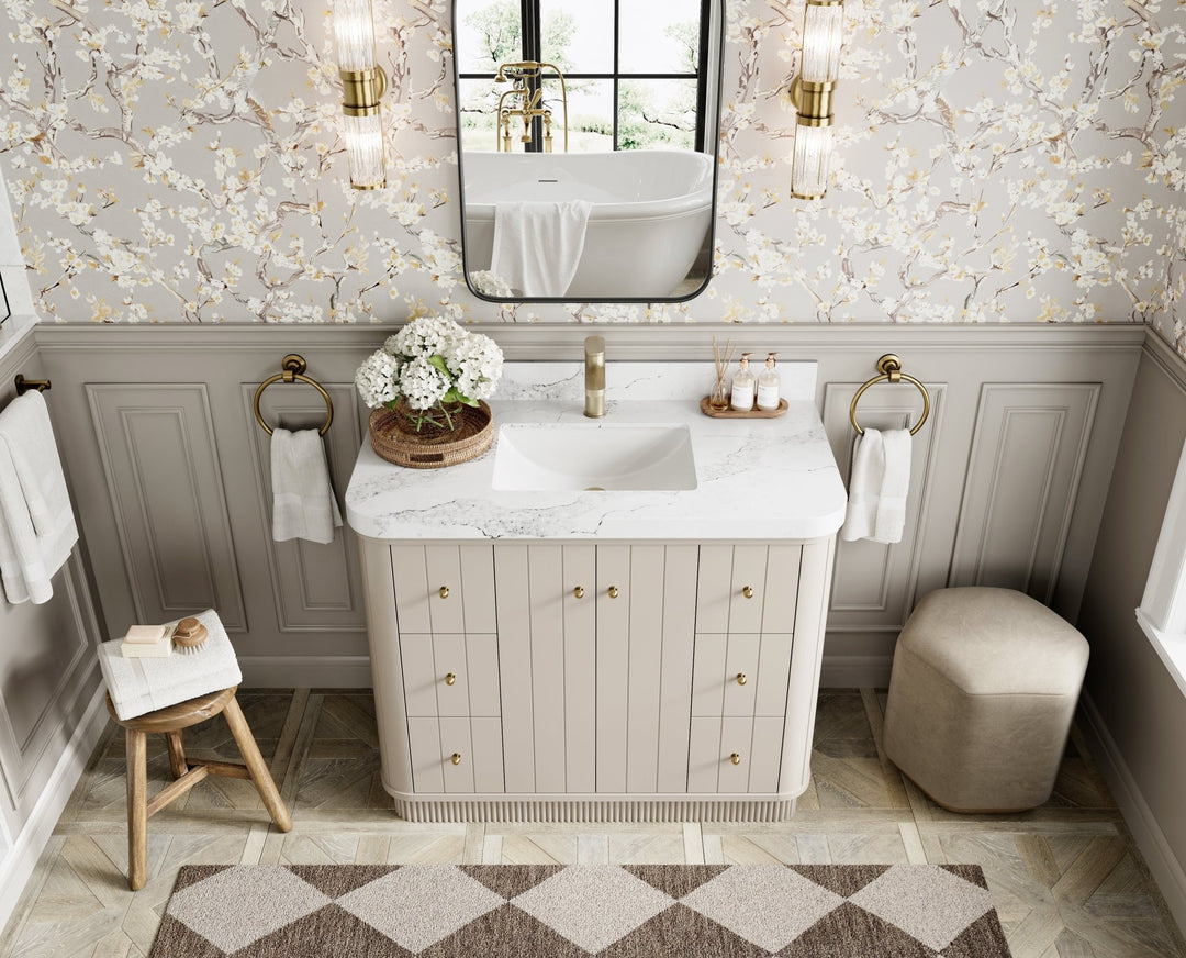 Houston 42 in. W x 22 in. D Free Standing Curved Edge Single Sink Bathroom Vanity - Willow Bath and Vanity