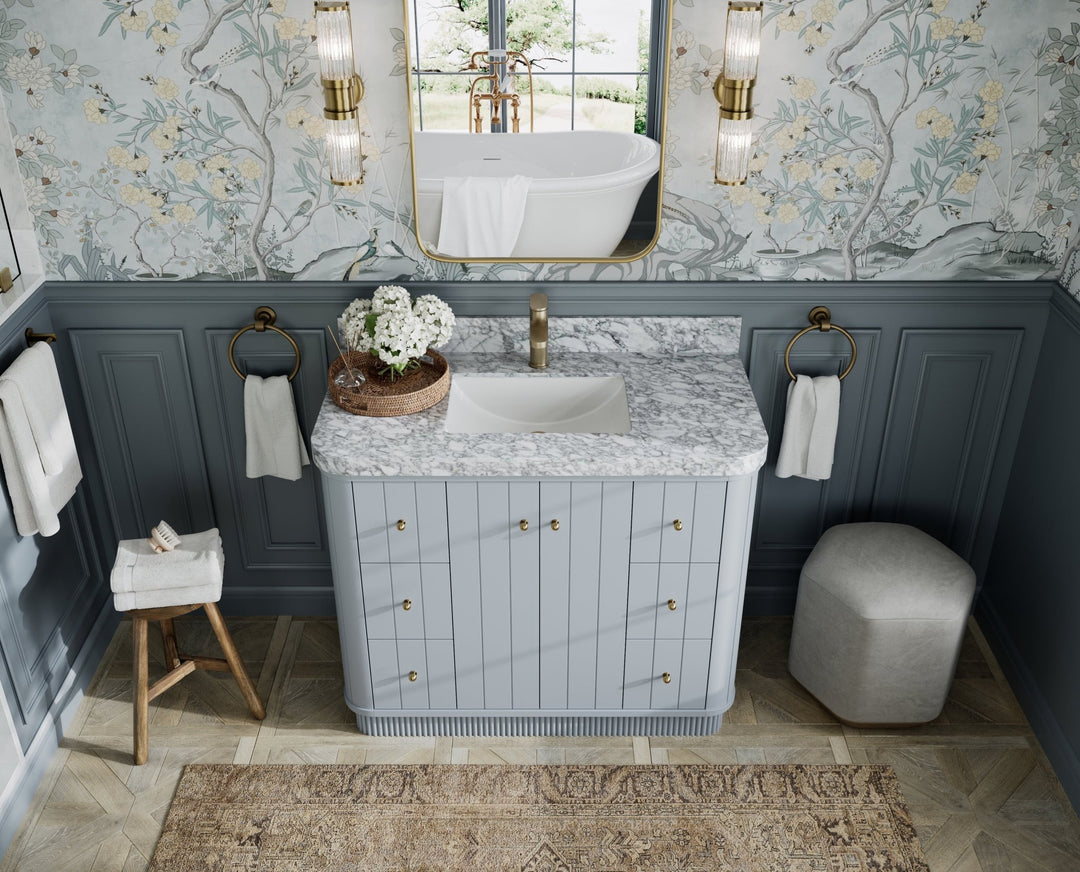 Houston 42 in. W x 22 in. D Free Standing Curved Edge Single Sink Bathroom Vanity - Willow Bath and Vanity