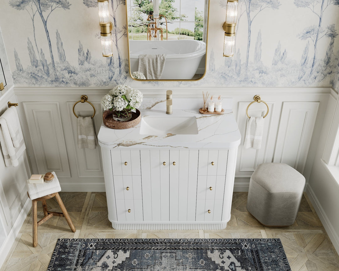 Houston 42 in. W x 22 in. D Free Standing Curved Edge Single Sink Bathroom Vanity - Willow Bath and Vanity