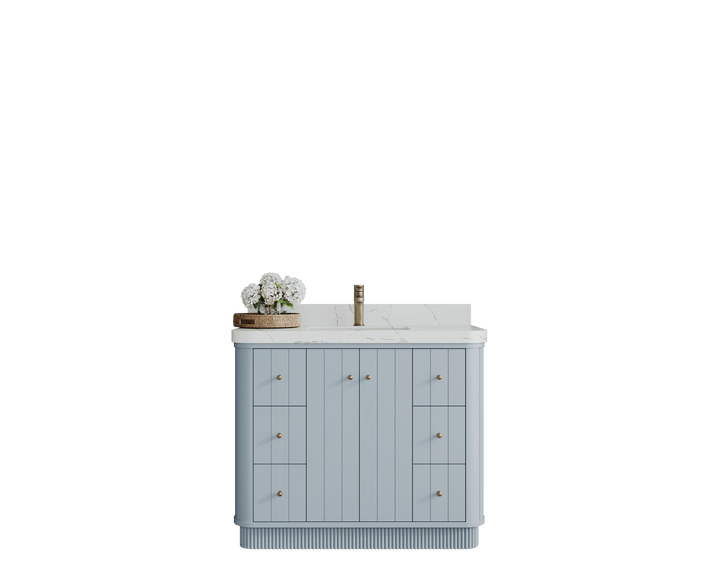 Houston 42 in. W x 22 in. D Free Standing Curved Edge Single Sink Bathroom Vanity - photo 1
