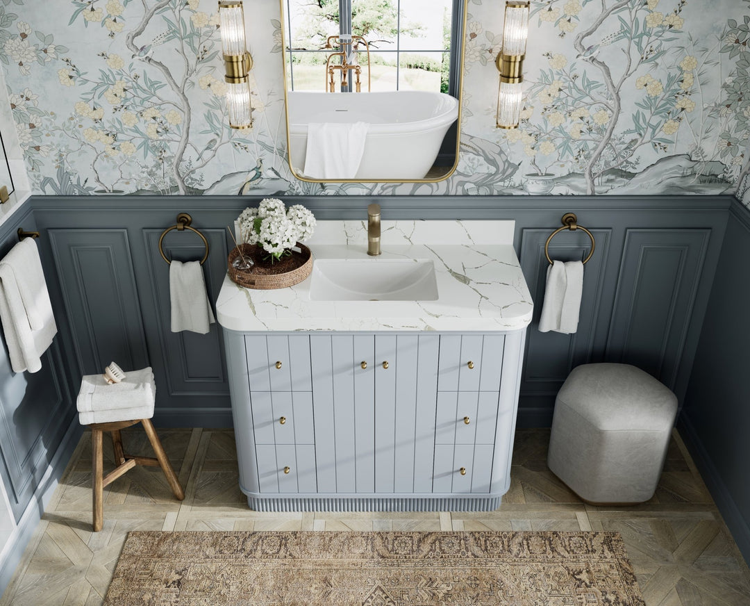 Houston 42 in. W x 22 in. D Free Standing Curved Edge Single Sink Bathroom Vanity - Willow Bath and Vanity