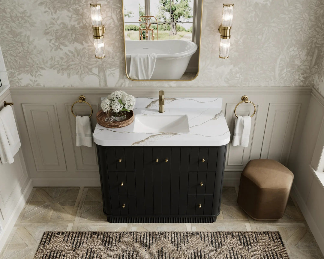 Houston 42 in. W x 22 in. D Free Standing Curved Edge Single Sink Bathroom Vanity - Willow Bath and Vanity