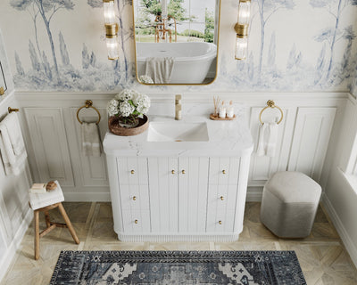 Houston 42 in. W x 22 in. D Free Standing Curved Edge Single Sink Bathroom Vanity - Willow Bath and Vanity