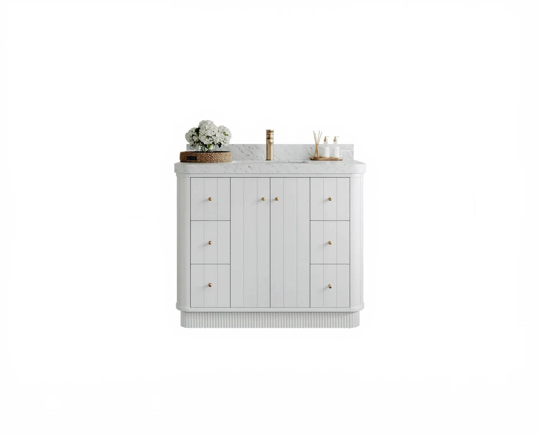 Houston 42 in. W x 22 in. D Free Standing Curved Edge Single Sink Bathroom Vanity - Willow Bath and Vanity
