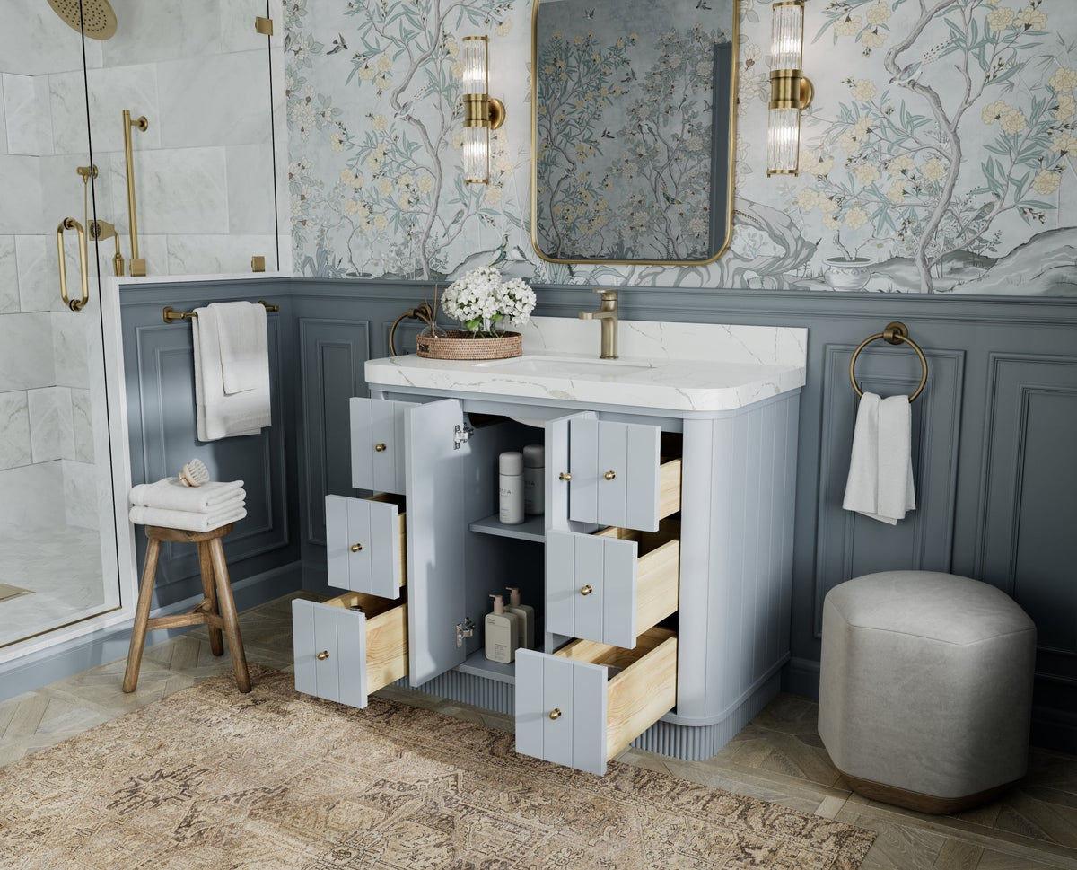 Houston 42 in. W x 22 in. D Free Standing Curved Edge Single Sink Bathroom Vanity - Willow Bath and Vanity