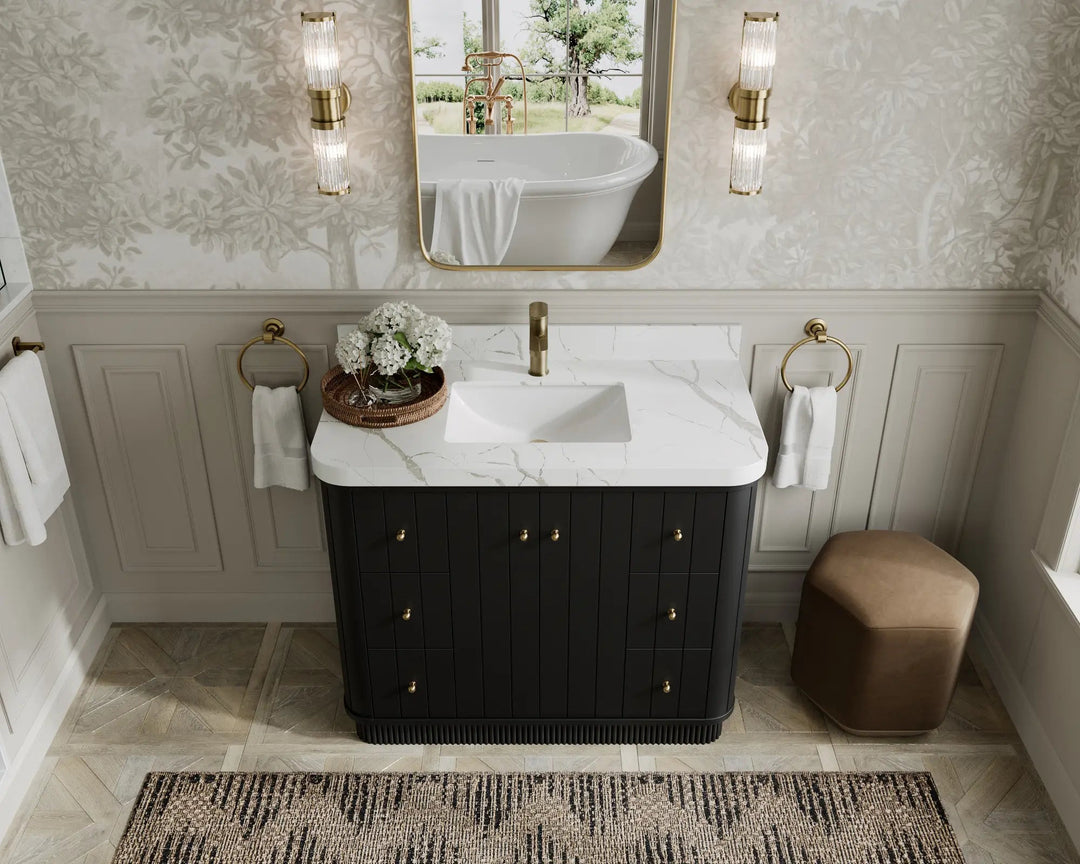 Houston 42 in. W x 22 in. D Free Standing Curved Edge Single Sink Bathroom Vanity - Willow Bath and Vanity
