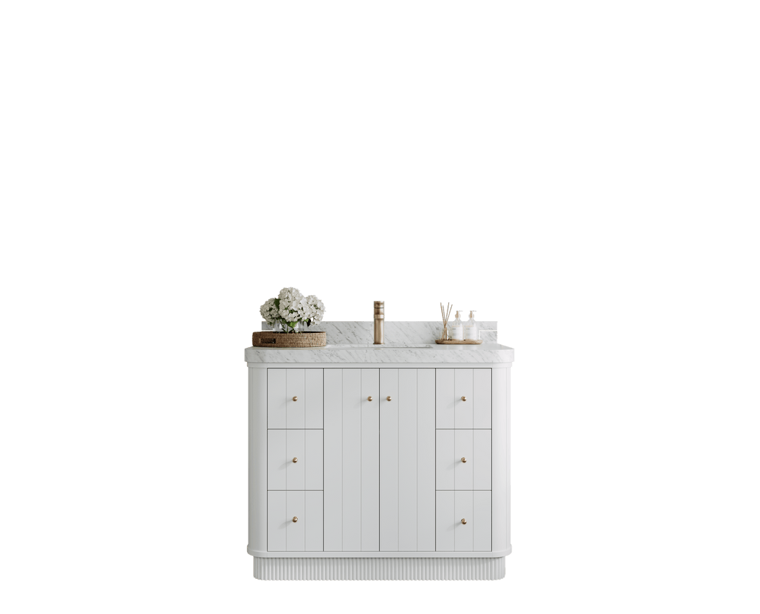 Houston 42 in. W x 22 in. D Free Standing Curved Edge Single Sink Bathroom Vanity - Willow Bath and Vanity