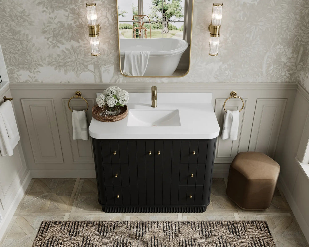 Houston 42 in. W x 22 in. D Free Standing Curved Edge Single Sink Bathroom Vanity - Willow Bath and Vanity