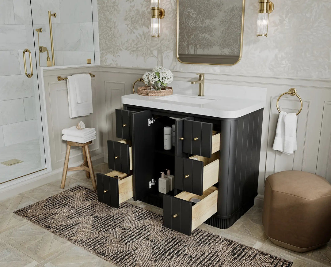 Houston 42 in. W x 22 in. D Free Standing Curved Edge Single Sink Bathroom Vanity - Willow Bath and Vanity