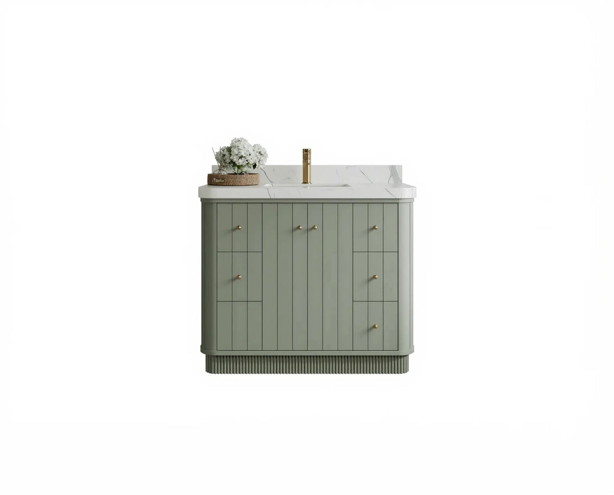 Houston 42 in. W x 22 in. D Free Standing Curved Edge Single Sink Bathroom Vanity - Willow Bath and Vanity