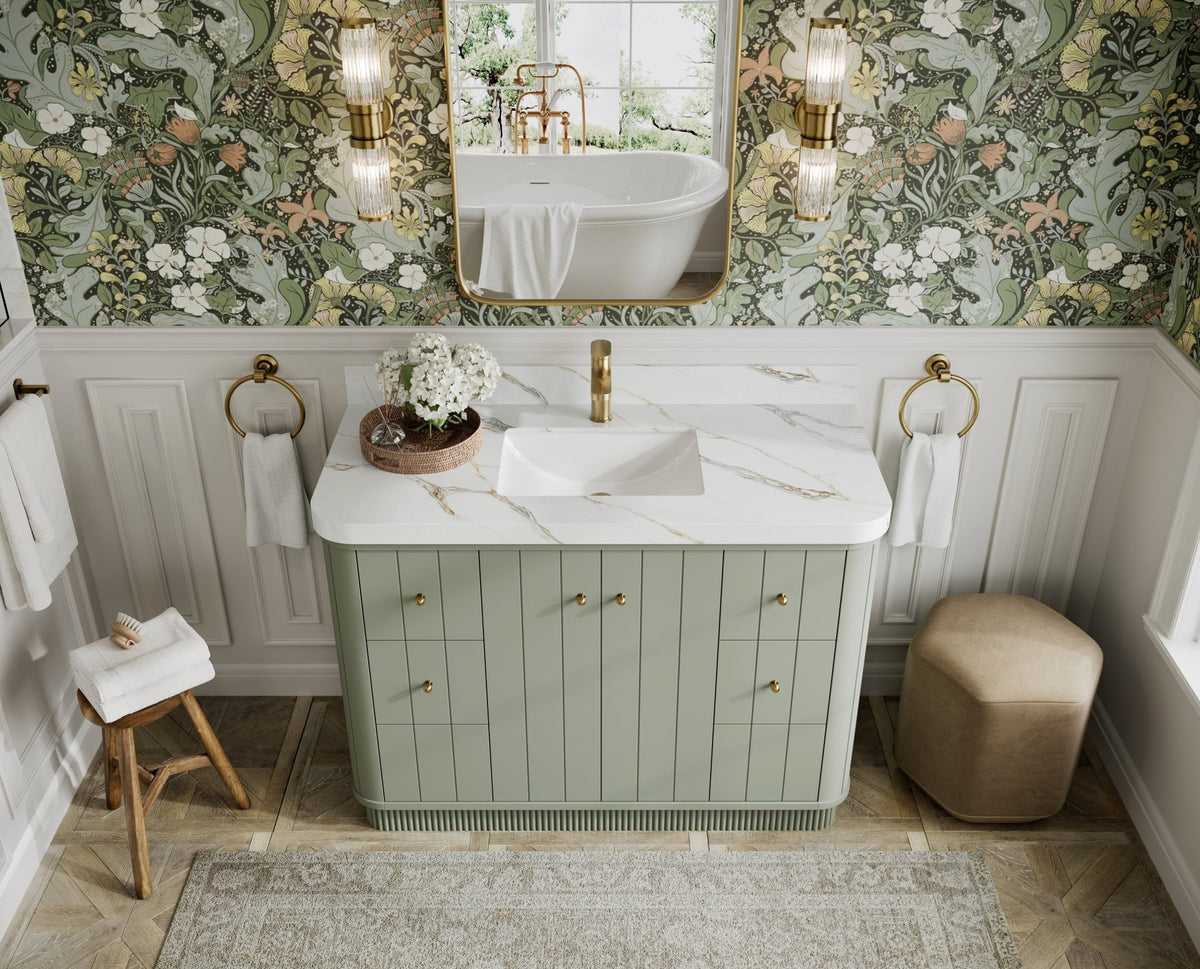 Houston 48 in. W x 22 in. D Free Standing Curved Edge Single Sink Bathroom Vanity - Willow Bath and Vanity