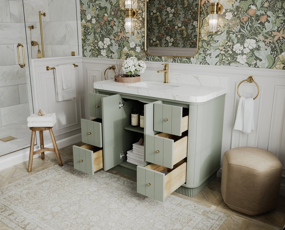 Houston 48 in. W x 22 in. D Free Standing Curved Edge Single Sink Bathroom Vanity - Willow Bath and Vanity