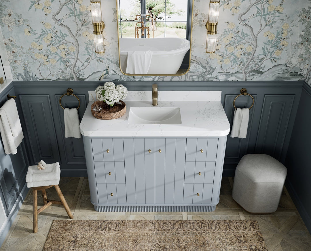 Houston 48 in. W x 22 in. D Free Standing Curved Edge Single Sink Bathroom Vanity - Willow Bath and Vanity