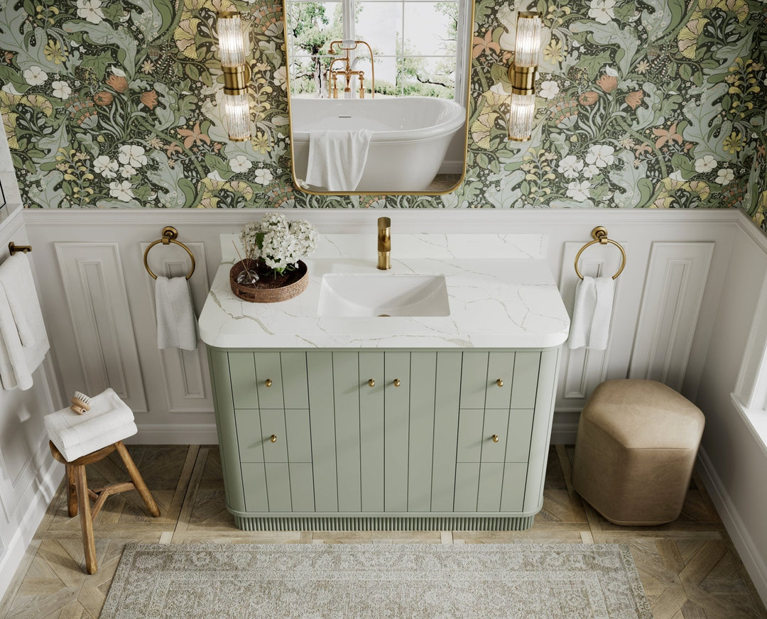 Houston 48 in. W x 22 in. D Free Standing Curved Edge Single Sink Bathroom Vanity - Willow Bath and Vanity