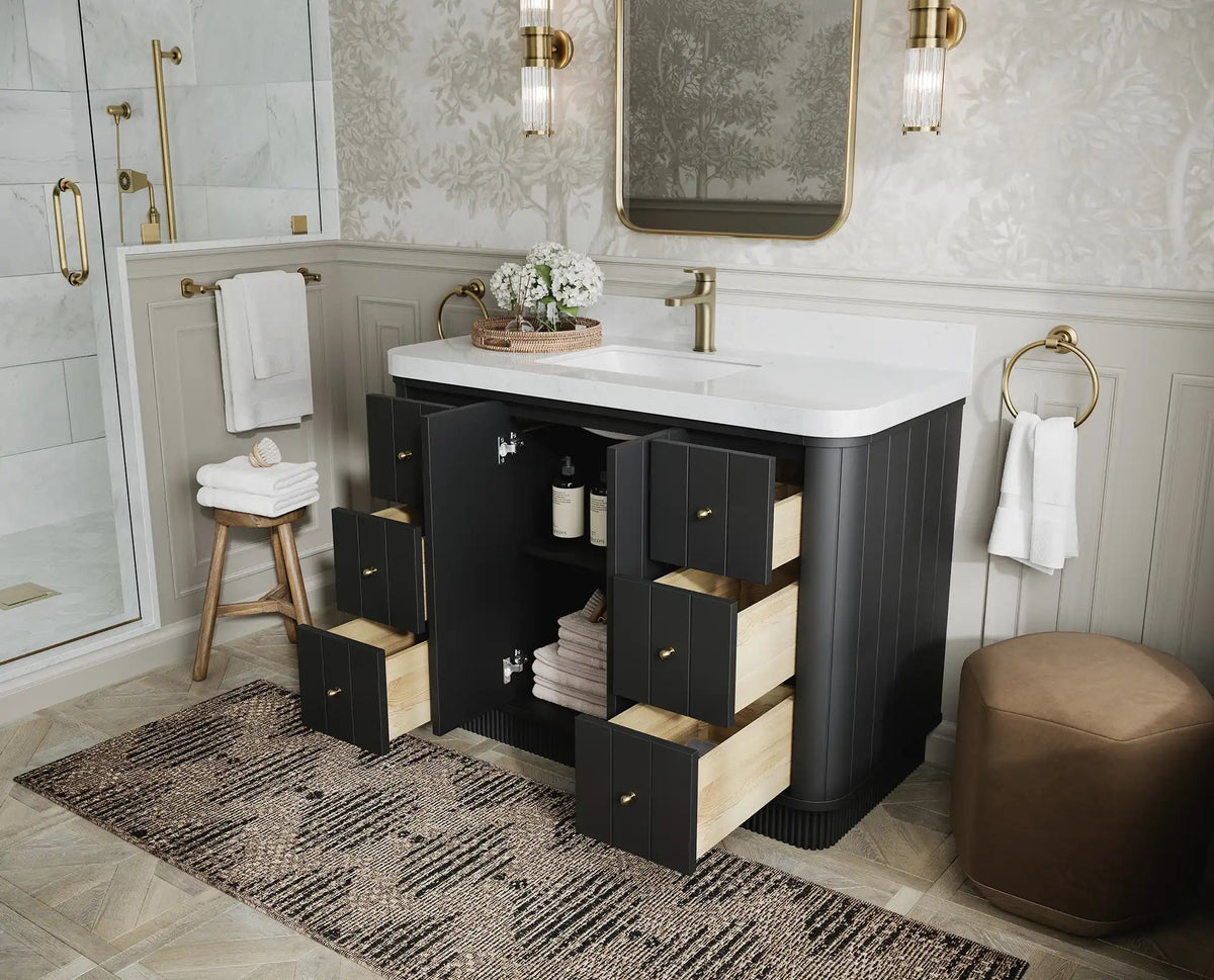 Houston 48 in. W x 22 in. D Free Standing Curved Edge Single Sink Bathroom Vanity - Willow Bath and Vanity