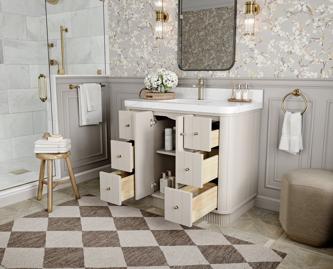 Houston 48 in. W x 22 in. D Free Standing Curved Edge Single Sink Bathroom Vanity - Willow Bath and Vanity