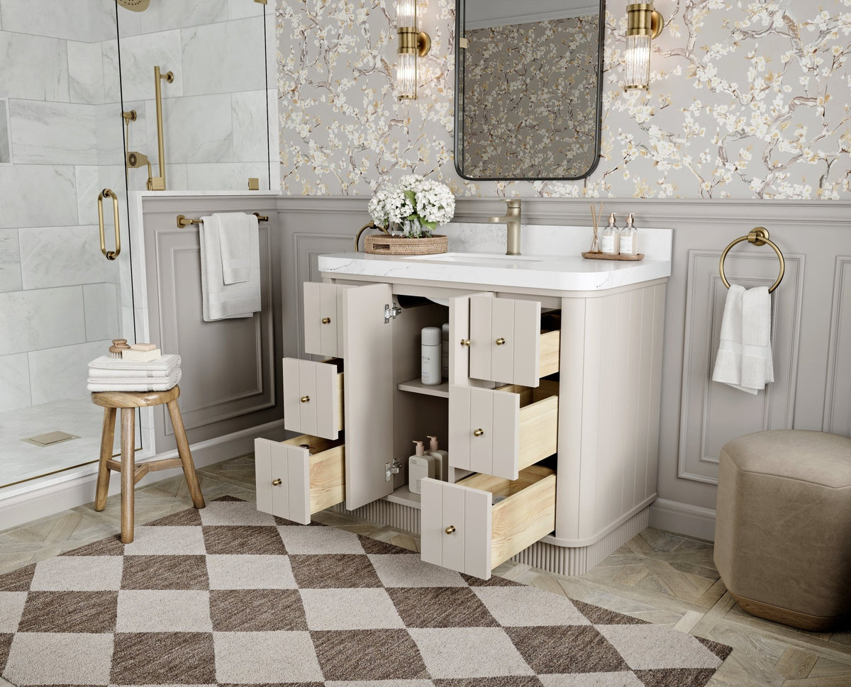 Houston 48 in. W x 22 in. D Free Standing Curved Edge Single Sink Bathroom Vanity - Willow Bath and Vanity