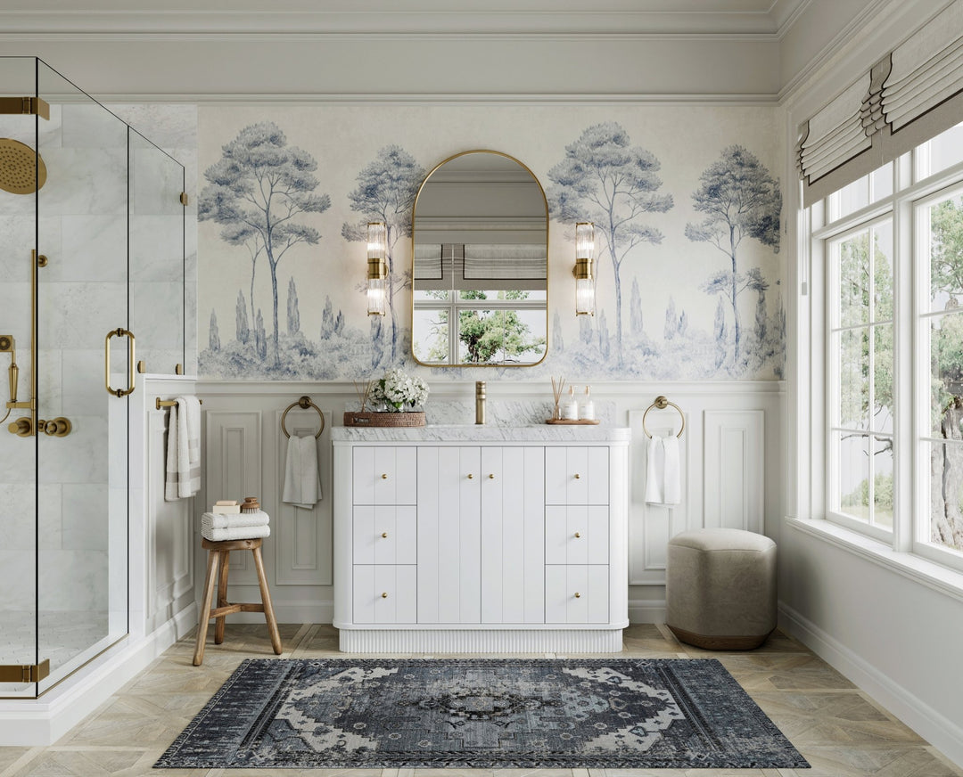 Houston 48 in. W x 22 in. D Free Standing Curved Edge Single Sink Bathroom Vanity - Willow Bath and Vanity