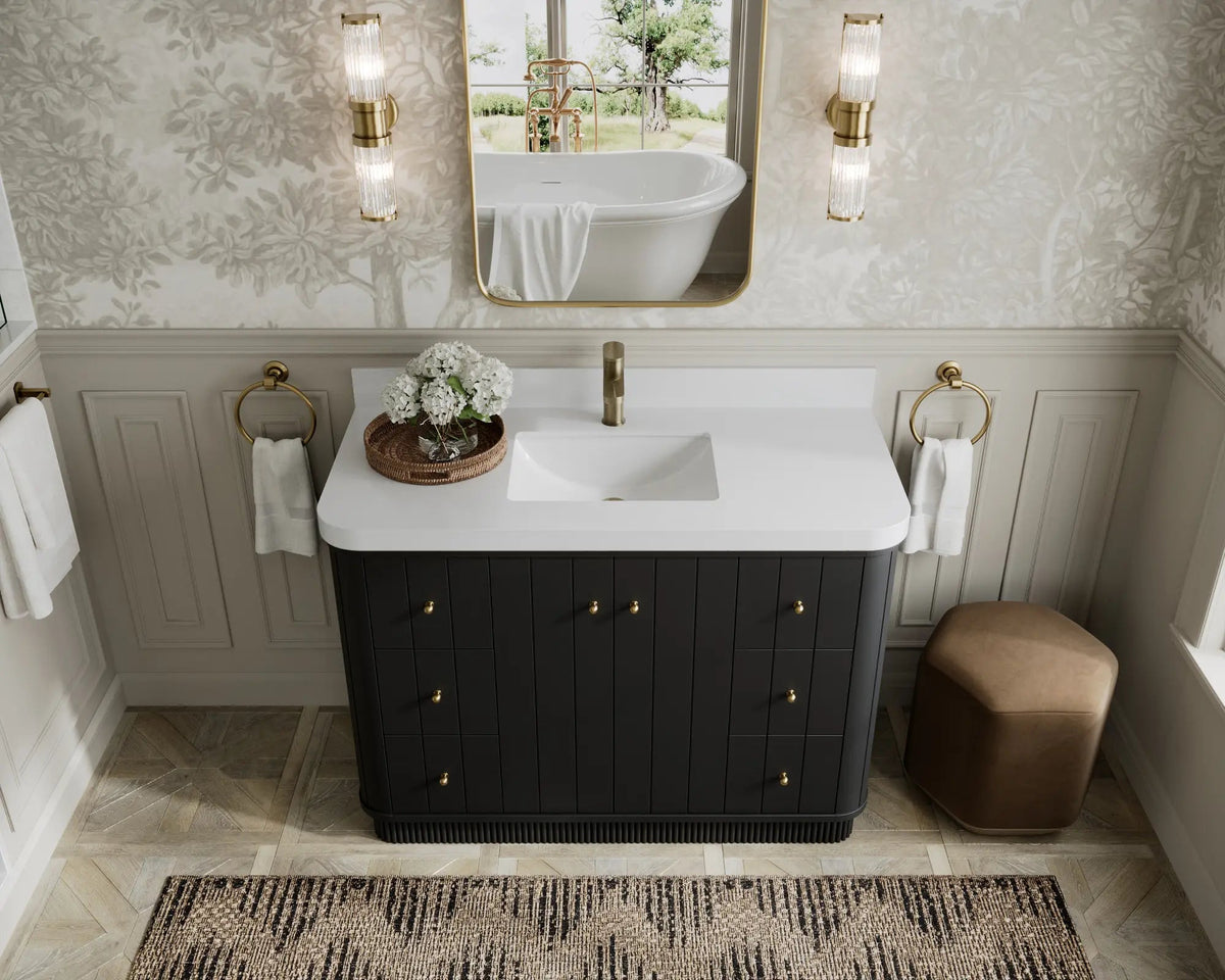 Houston 48 in. W x 22 in. D Free Standing Curved Edge Single Sink Bathroom Vanity - Willow Bath and Vanity