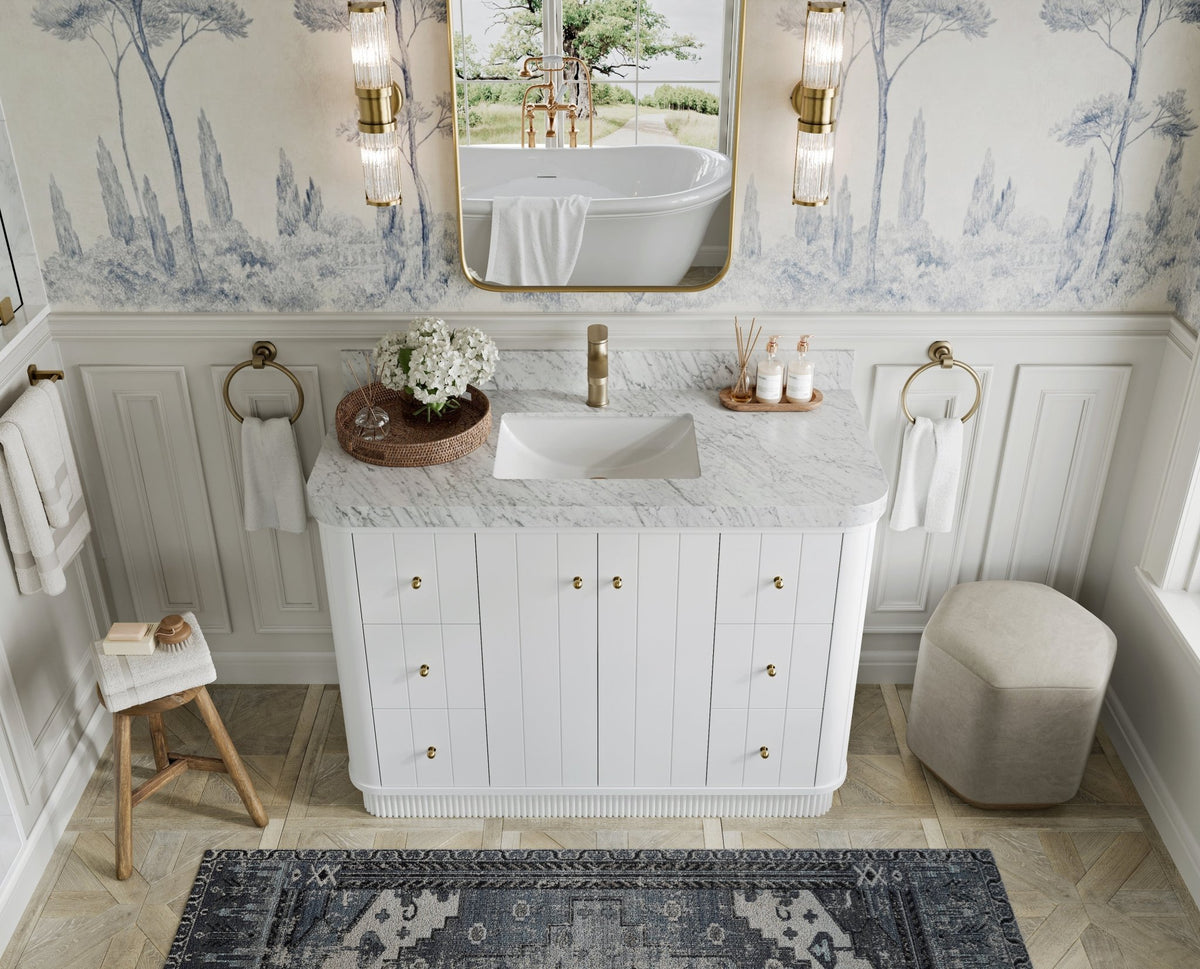Houston 48 in. W x 22 in. D Free Standing Curved Edge Single Sink Bathroom Vanity - Willow Bath and Vanity