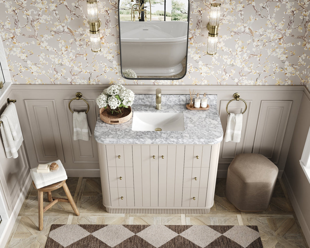 Houston 48 in. W x 22 in. D Free Standing Curved Edge Single Sink Bathroom Vanity | 
              
                 Fine Grain Linen Beige
                
                  
             - HOU_FNG_CARM_48S - photo №15