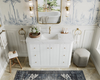 Houston 48 in. W x 22 in. D Free Standing Curved Edge Single Sink Bathroom Vanity - Willow Bath and Vanity