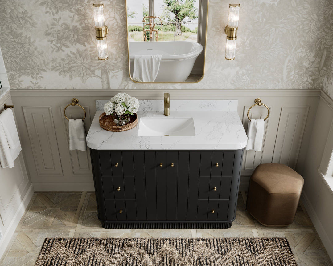 Houston 48 in. W x 22 in. D Free Standing Curved Edge Single Sink Bathroom Vanity - Willow Bath and Vanity