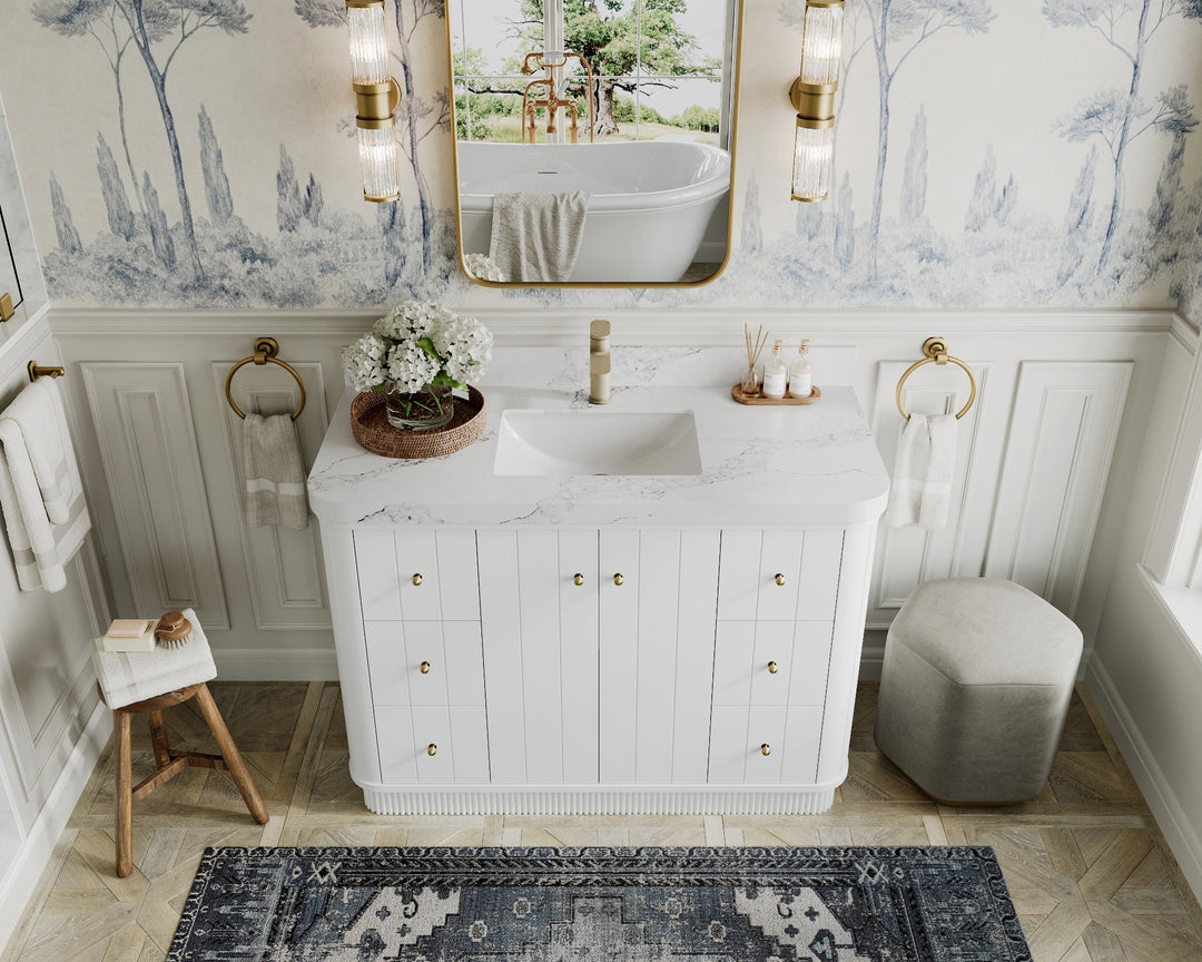 Houston 48 in. W x 22 in. D Free Standing Curved Edge Single Sink Bathroom Vanity - Willow Bath and Vanity