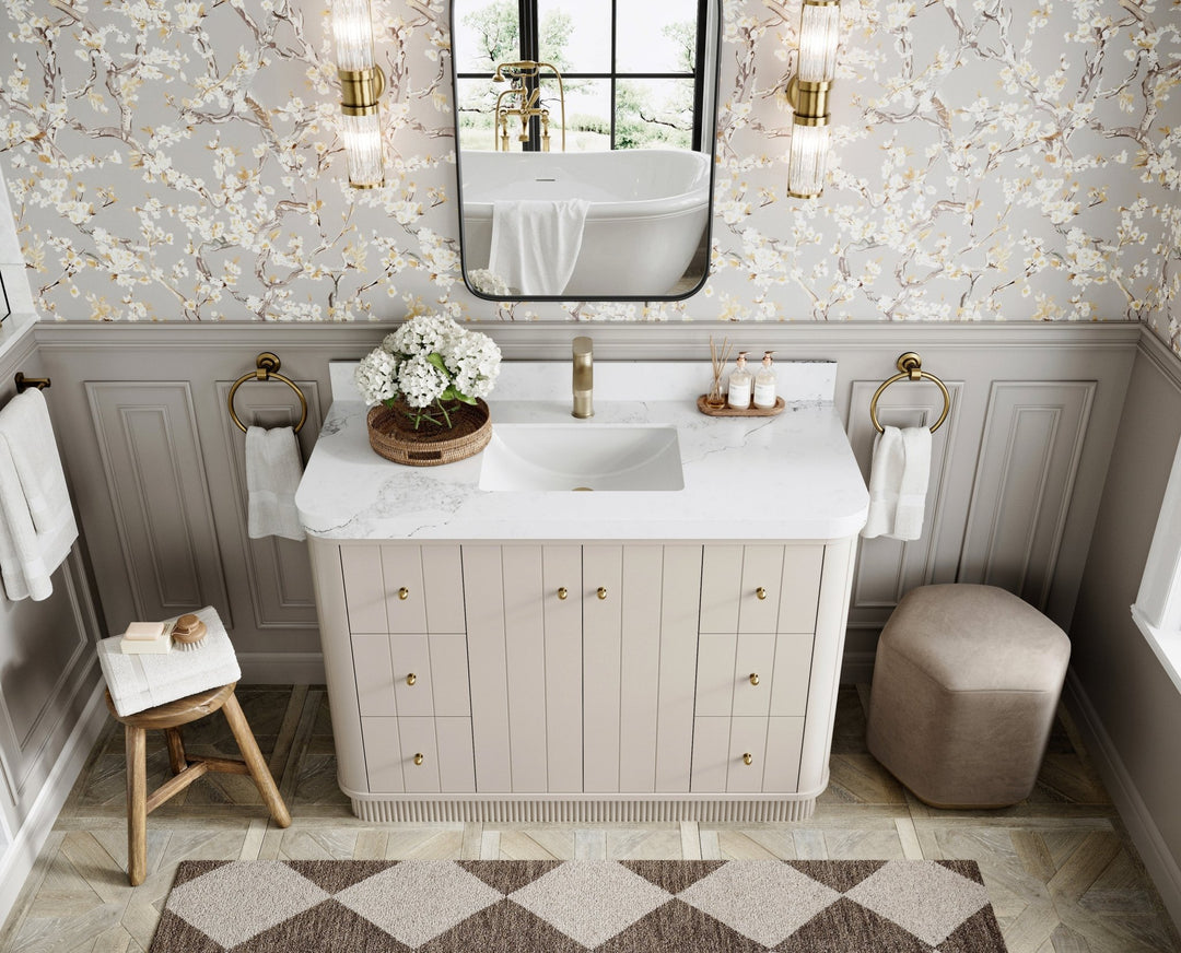 Houston 48 in. W x 22 in. D Free Standing Curved Edge Single Sink Bathroom Vanity - Willow Bath and Vanity