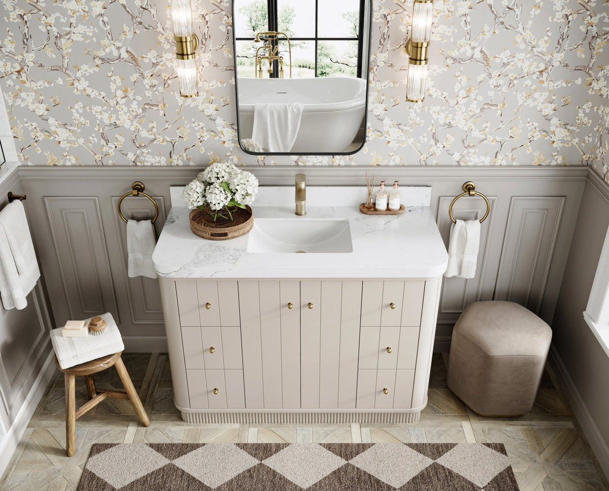 Houston 48 in. W x 22 in. D Free Standing Curved Edge Single Sink Bathroom Vanity - Willow Bath and Vanity