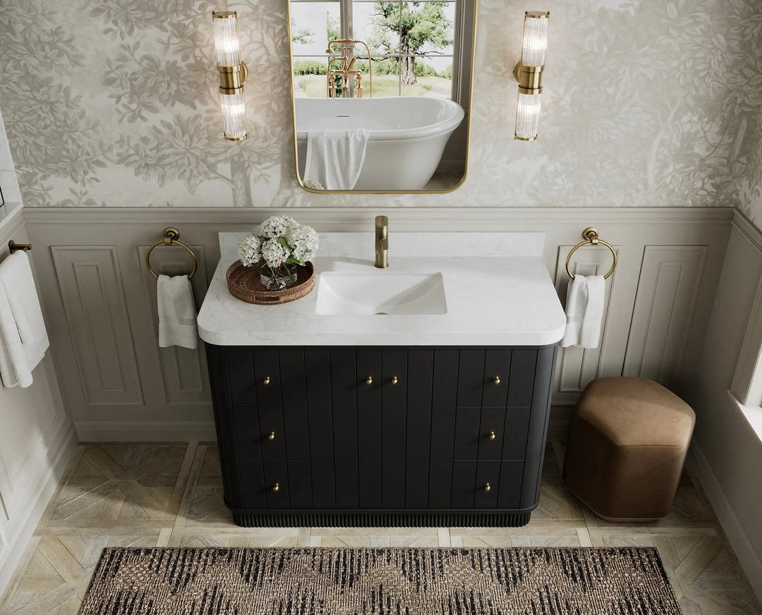 Houston 48 in. W x 22 in. D Free Standing Curved Edge Single Sink Bathroom Vanity | 
              
                Black
                
                  
             - HOU_BLK_CARM_48S - photo №4