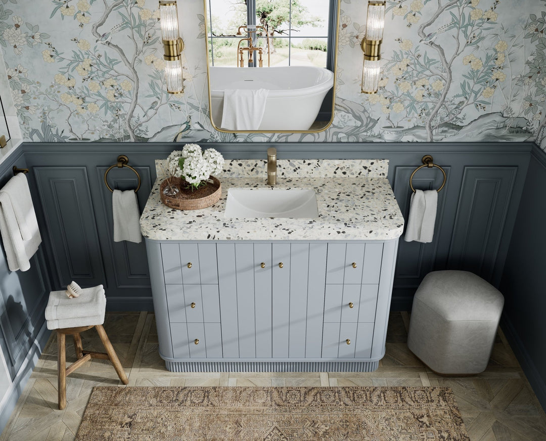 Houston 48 in. W x 22 in. D Free Standing Curved Edge Single Sink Bathroom Vanity - Willow Bath and Vanity