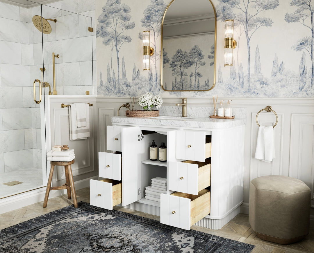 Houston 48 in. W x 22 in. D Free Standing Curved Edge Single Sink Bathroom Vanity - Willow Bath and Vanity