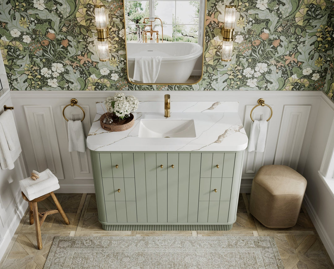 Houston 48 in. W x 22 in. D Free Standing Curved Edge Single Sink Bathroom Vanity - Willow Bath and Vanity