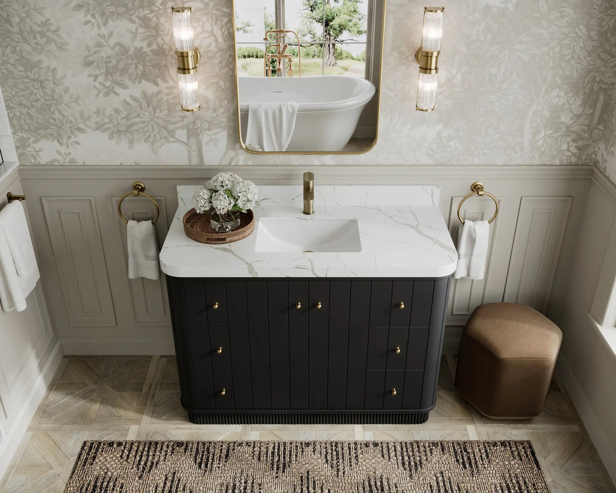 Houston 48 in. W x 22 in. D Free Standing Curved Edge Single Sink Bathroom Vanity - Willow Bath and Vanity