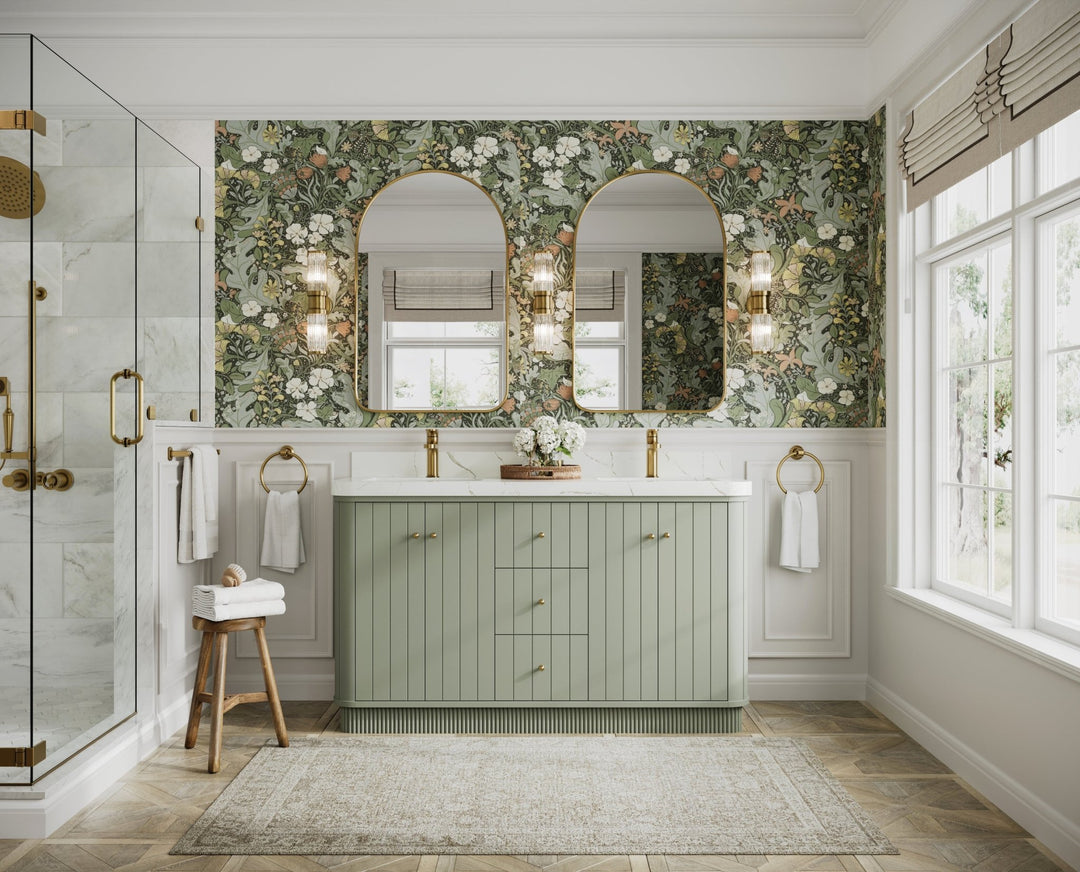 Houston 60 in. W x 22 in. D Free Standing Curved Edge Double Sink Bathroom Vanity - Willow Bath and Vanity