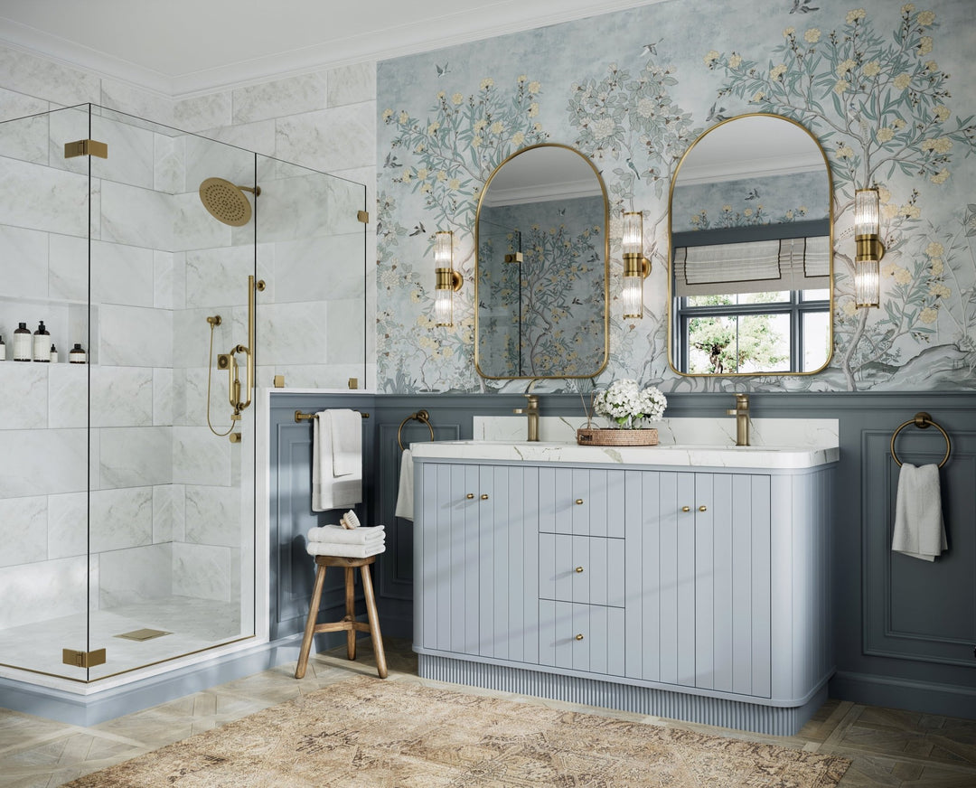 Houston 60 in. W x 22 in. D Free Standing Curved Edge Double Sink Bathroom Vanity - Willow Bath and Vanity
