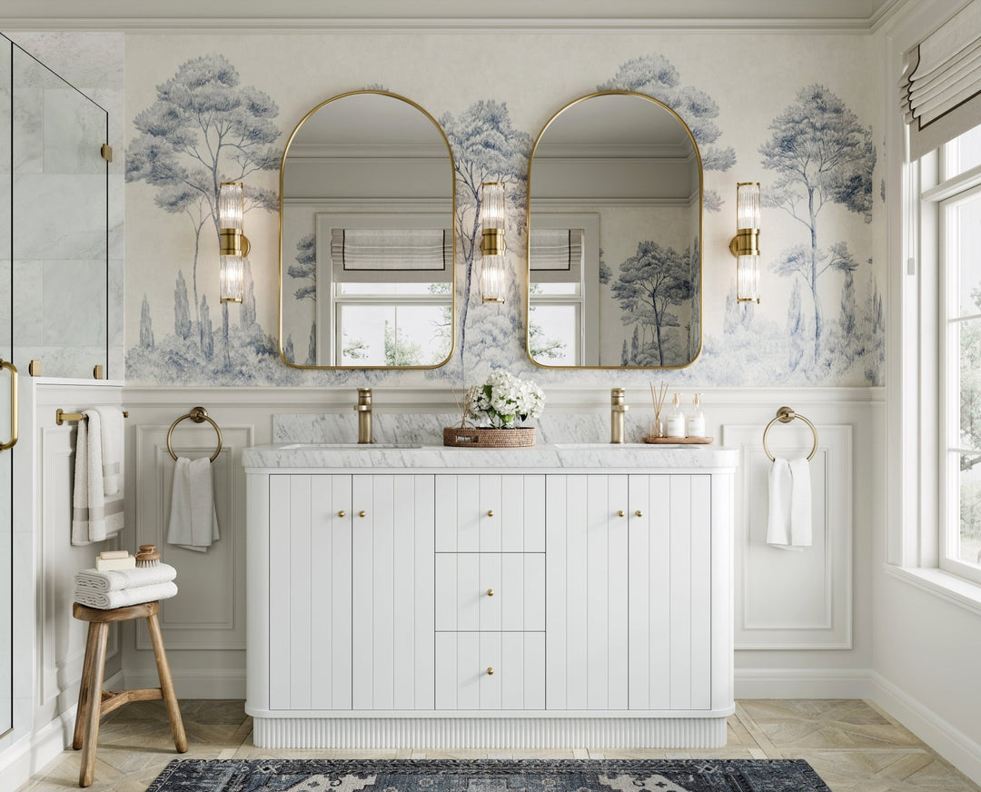 Houston 60 in. W x 22 in. D Free Standing Curved Edge Double Sink Bathroom Vanity - Willow Bath and Vanity