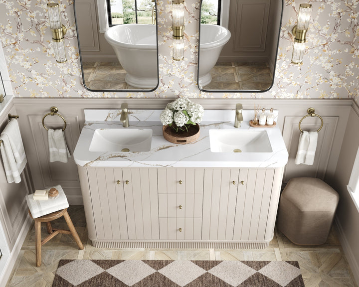 Houston 60 in. W x 22 in. D Free Standing Curved Edge Double Sink Bathroom Vanity - photo 16