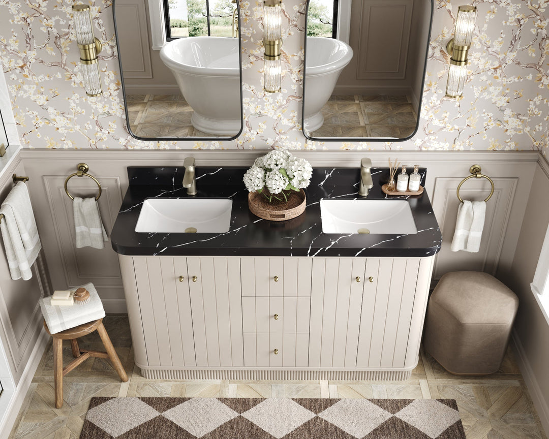 Houston 60 in. W x 22 in. D Free Standing Curved Edge Double Sink Bathroom Vanity - Willow Bath and Vanity