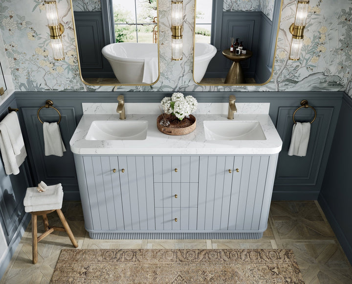 Houston 60 in. W x 22 in. D Free Standing Curved Edge Double Sink Bathroom Vanity - photo 16