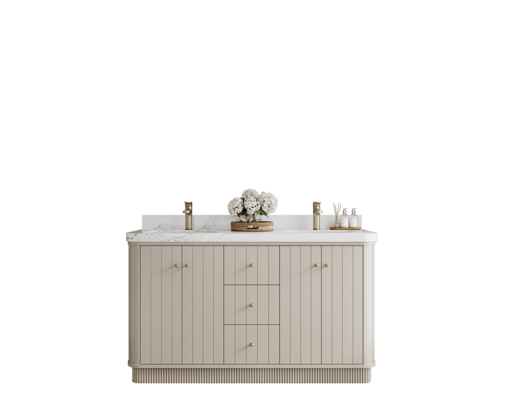 Houston 60 in. W x 22 in. D Free Standing Curved Edge Double Sink Bathroom Vanity - photo 1