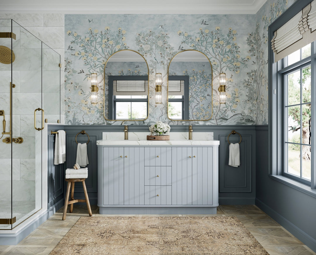 Houston 60 in. W x 22 in. D Free Standing Curved Edge Double Sink Bathroom Vanity - Willow Bath and Vanity