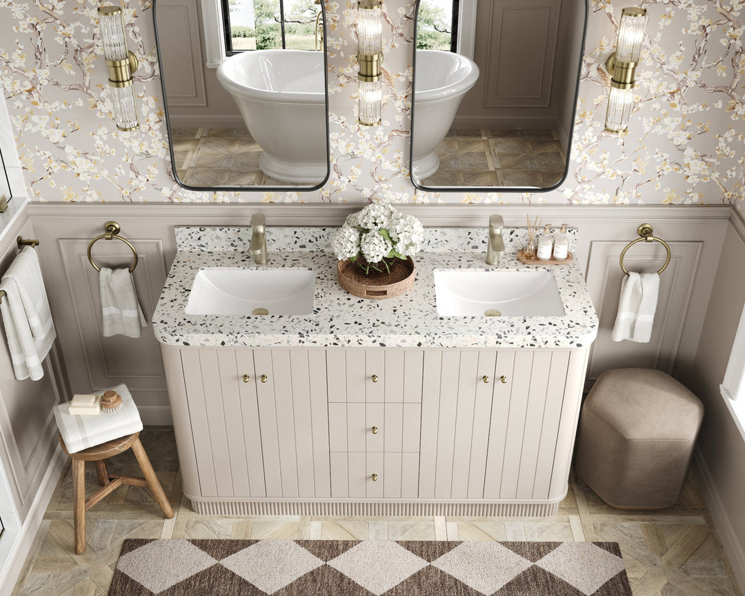 Houston 60 in. W x 22 in. D Free Standing Curved Edge Double Sink Bathroom Vanity - Willow Bath and Vanity