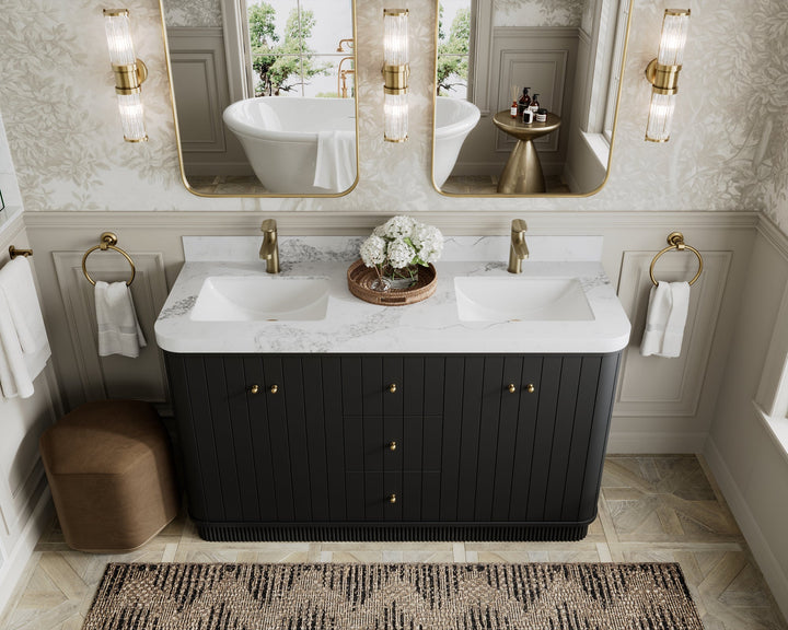 Houston 60 in. W x 22 in. D Free Standing Curved Edge Double Sink Bathroom Vanity - photo 9