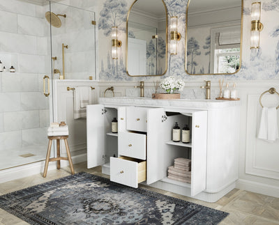 Houston 60 in. W x 22 in. D Free Standing Curved Edge Double Sink Bathroom Vanity - Willow Bath and Vanity