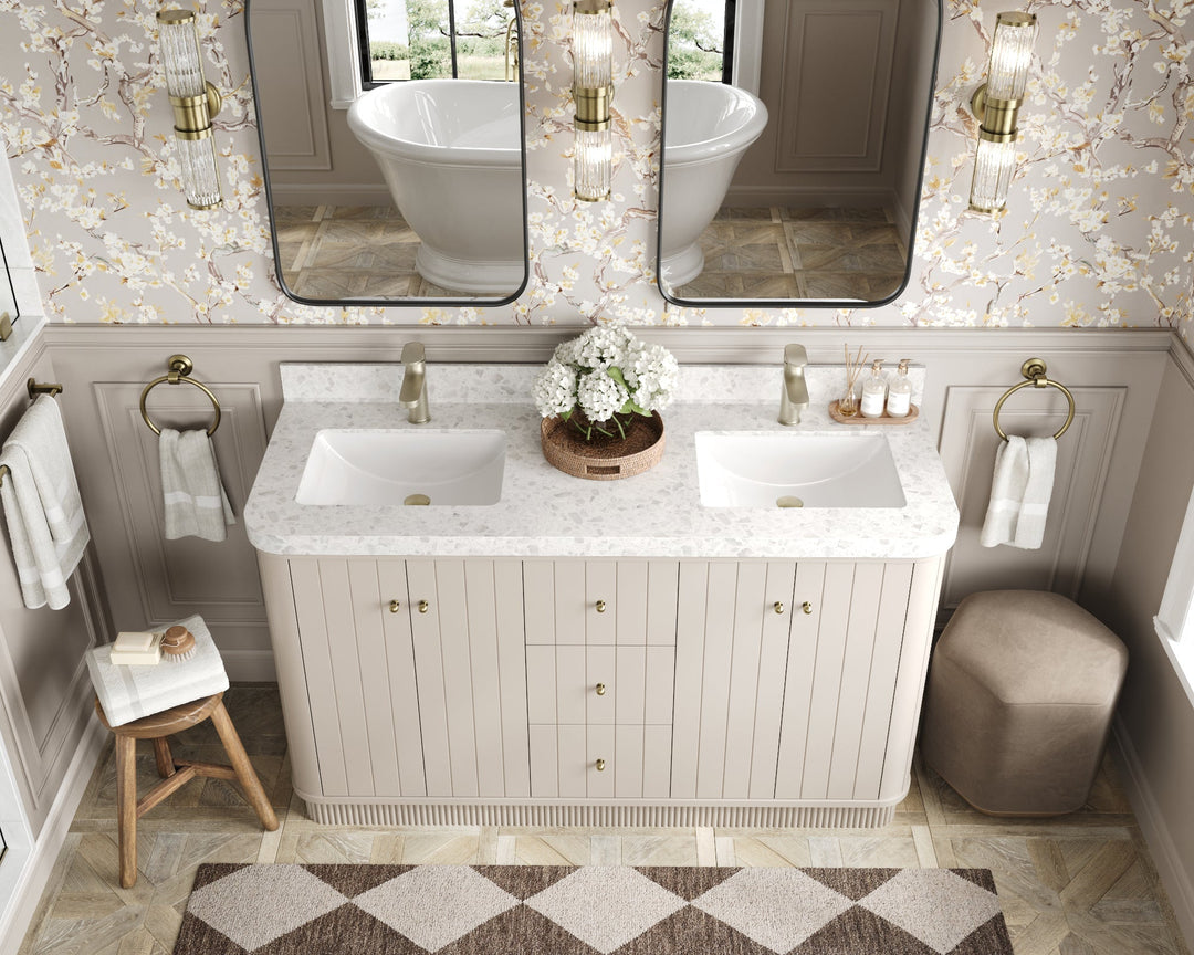 Houston 60 in. W x 22 in. D Free Standing Curved Edge Double Sink Bathroom Vanity - Willow Bath and Vanity